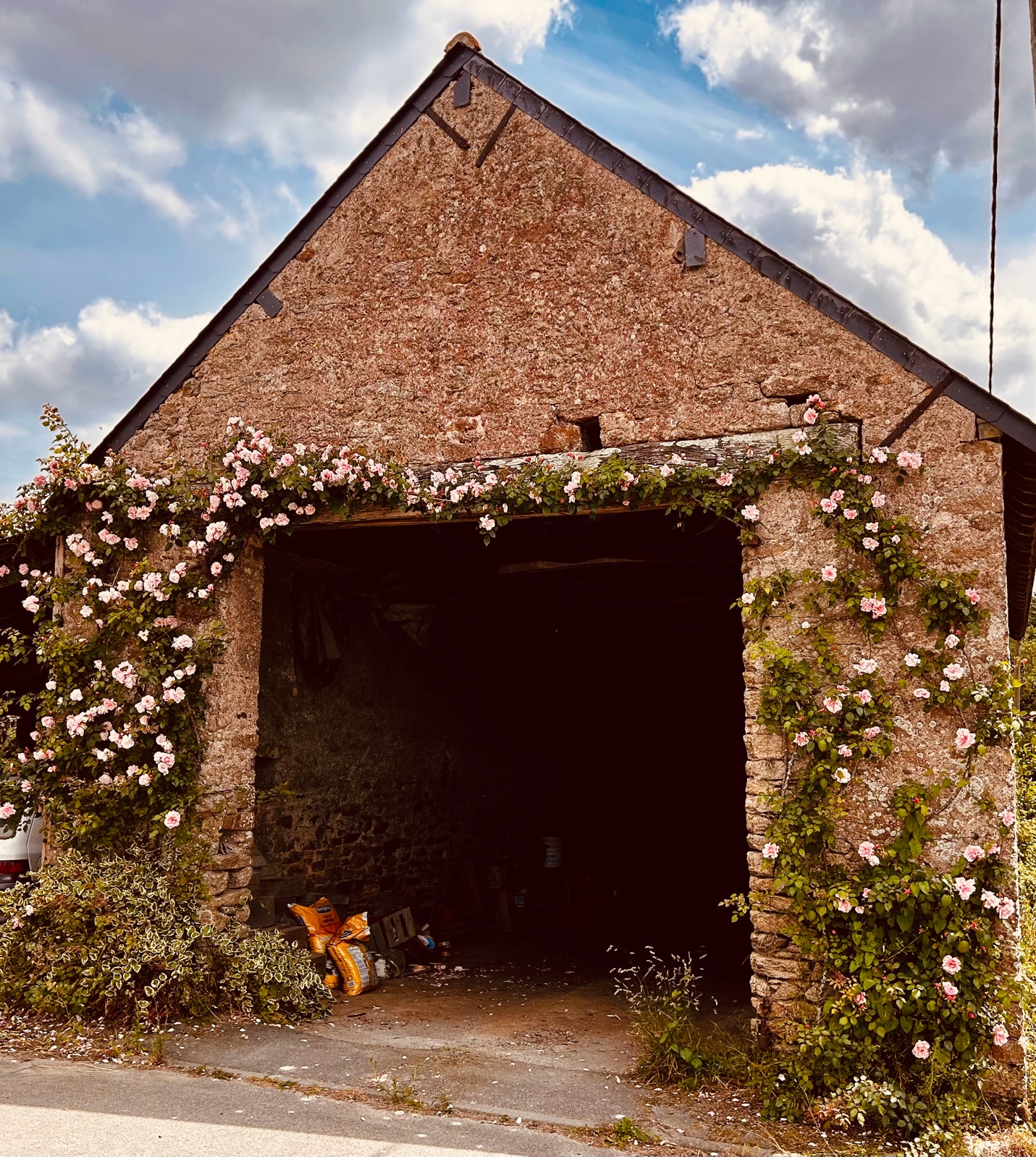 A brick building with flowers on the side

AI-generated content may be incorrect.