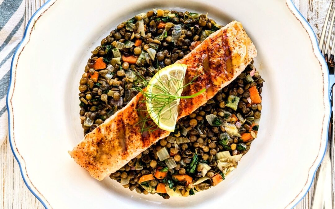 French Puy Lentil Salad with Salmon