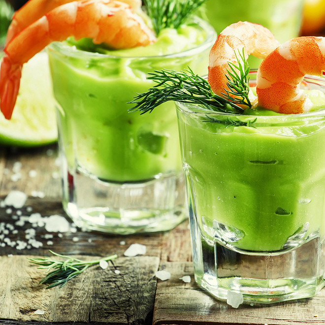 Mousse d'avocats aux crevettes