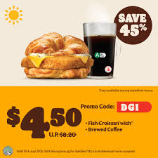 Breakfast Deal: 45% Off on BK Fish Croissan'wich & Coffee